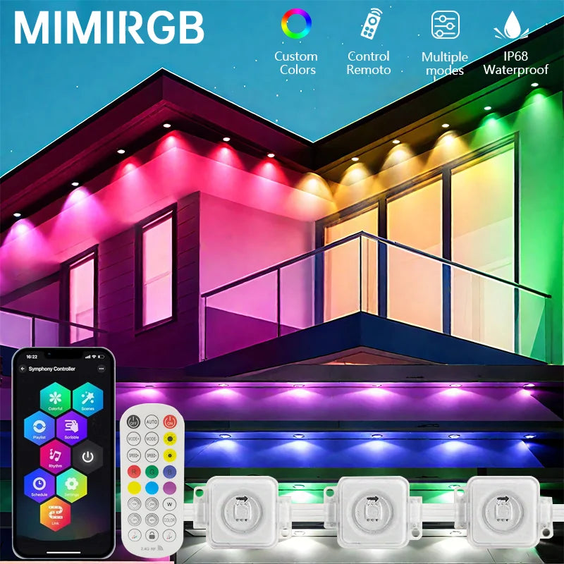 MIMIRGB Outdoor Eaves LED Light String Strip With App Control