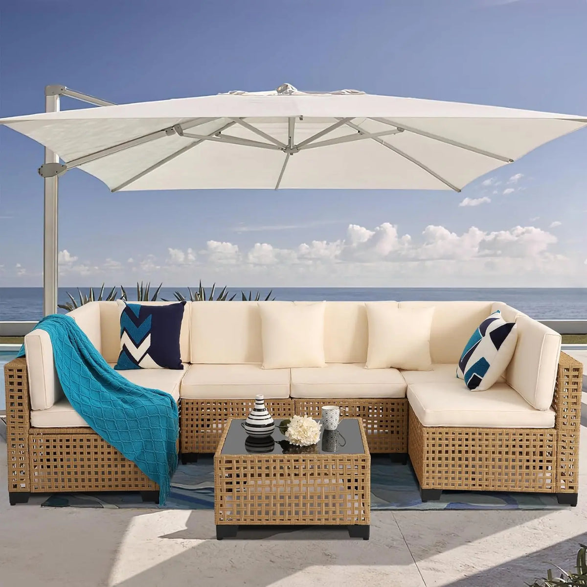 All Weather PE Rattan Modular Outdoor Patio Conversation Set