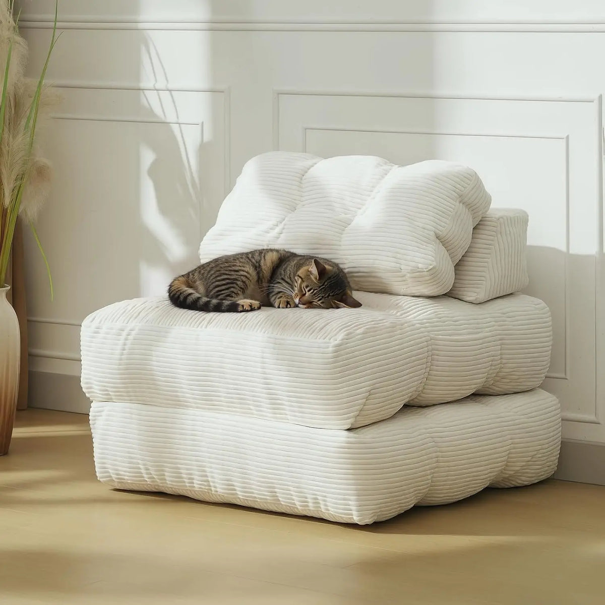 Folding Sofa Bed,Convertible Sleeper Chair with Pillow Foldable Mattress&Side Pocket, Fold Out Chair Bed Comfy Floor Sofa Lounge
