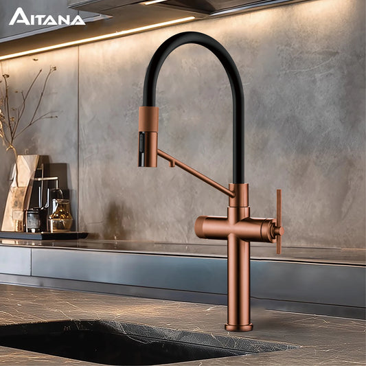 Aitana Pull Out Kitchen Faucet Three Function Hot Cold Water