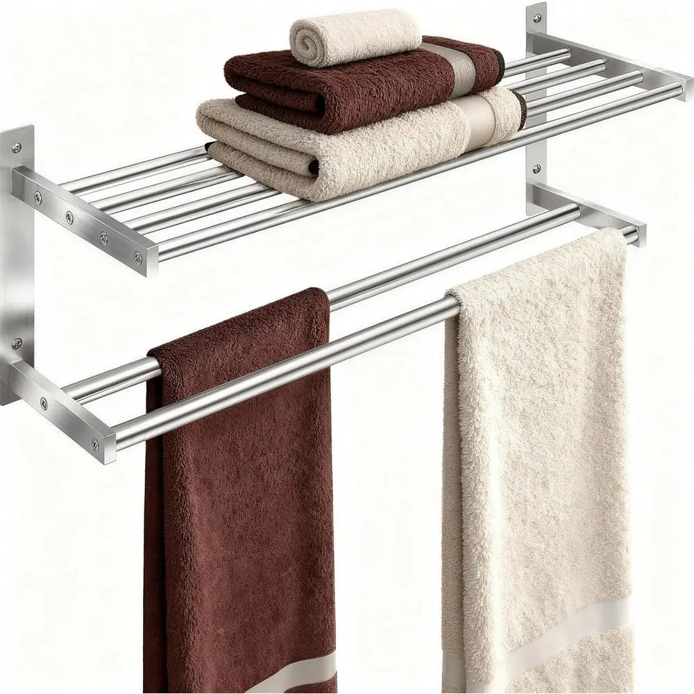 Stainless Steel Wall Mounted Bathroom Shelf Towel Bar Rack