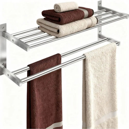 Stainless Steel Wall Mounted Bathroom Shelf Towel Bar Rack