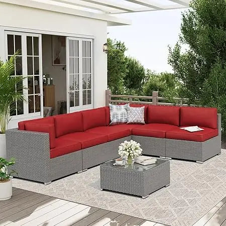 Outdoor Patio Sofa Set Rattan Wicker With Glass Top Table