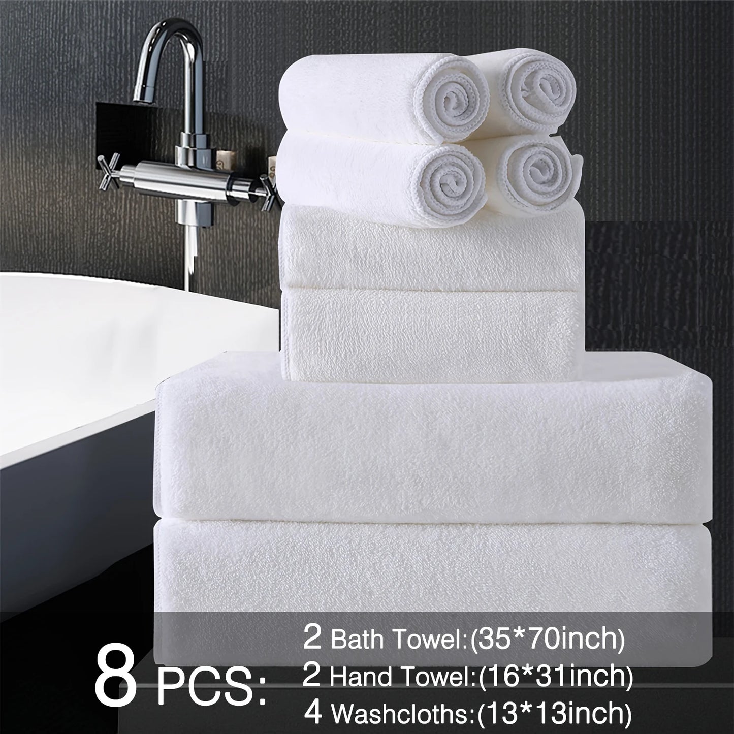Belista Bath Towels Set 100 Percent Polyester Absorbent Machine Washable