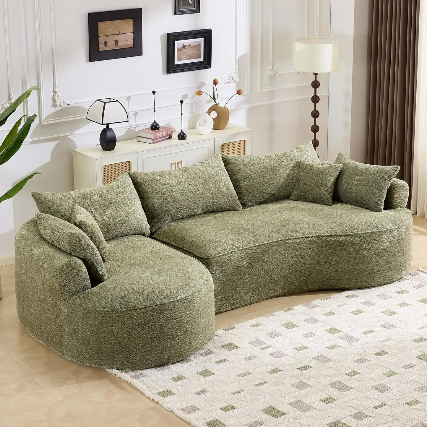 L-Shaped Boneless Sofa Sectional With Deep Seats and Pillows