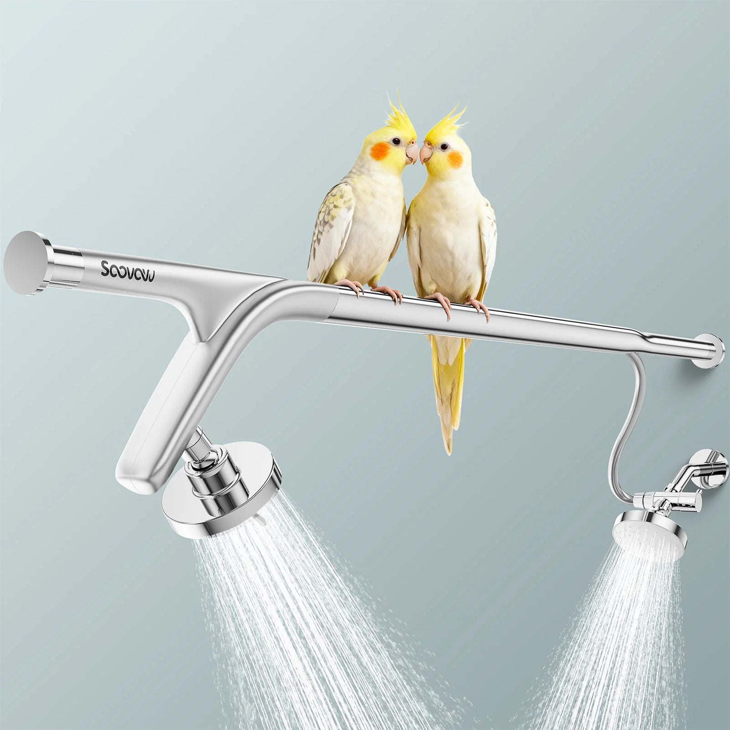 Double Shower Head System For Two People Stainless Wall Mounted