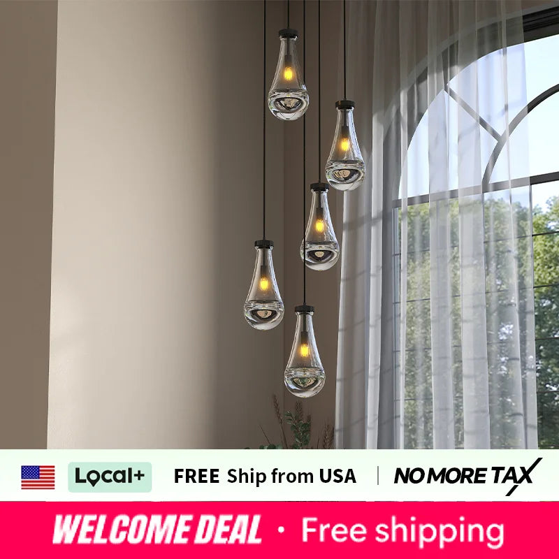 5 Light Cluster Pendant Lights, Black High Ceiling Chandeliers Adjustable, Living Room Pendant Light, E12 not including bulb