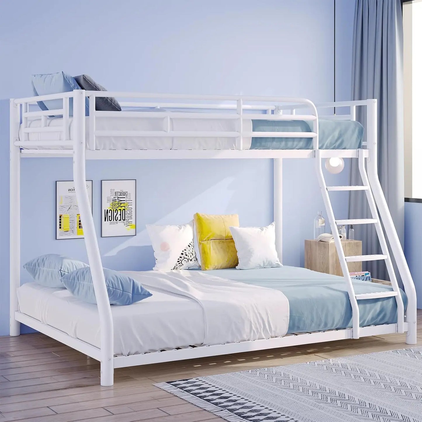 Xiaolang Metal Bunk Bed With Guardrails And Ladder Heavy Duty
