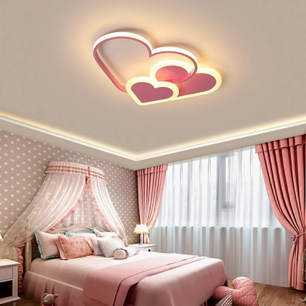 Heart Shaped LED Ceiling Lamp With Remote Control 36W 3000-6000K