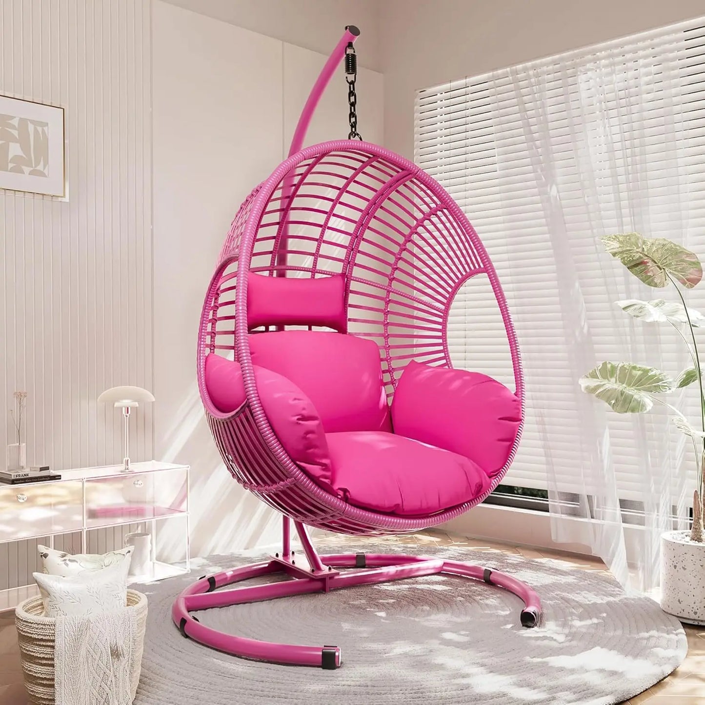 Hanging Egg Swing Chair With Stand All Weather Wicker 400lb