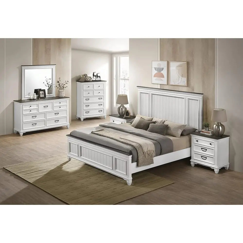 LISM Clelane Wood Bedroom Set Bed Dresser Mirror Nightstands Chest