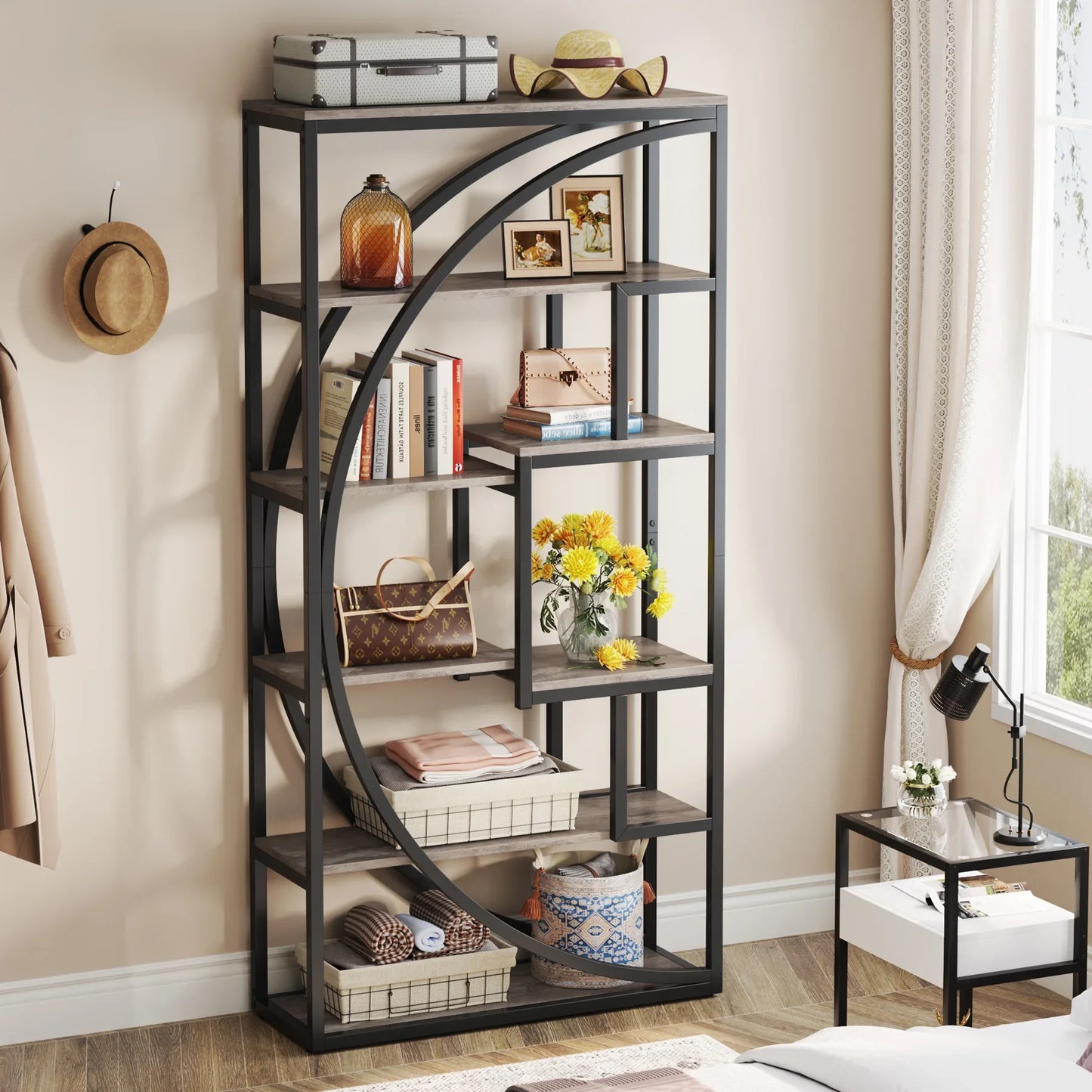 Tribesigns Industrial Five Tier Etagere Bookcase Storage