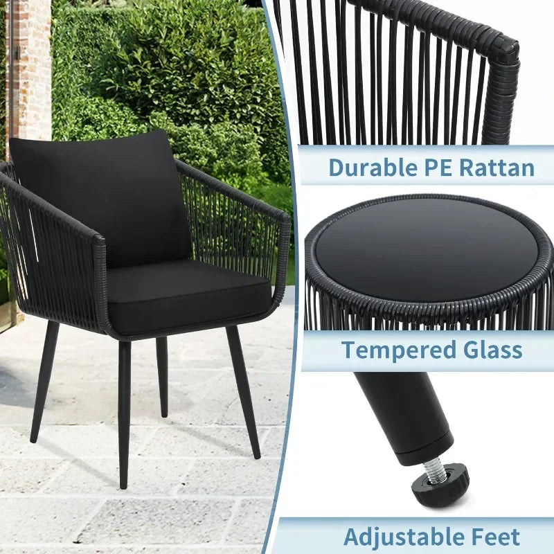 Quality Outdoor Patio Rattan Bistro Set With Side Table
