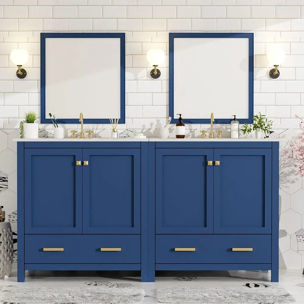Minimalist Modern Wood Bathroom Vanity Set With Double Sink