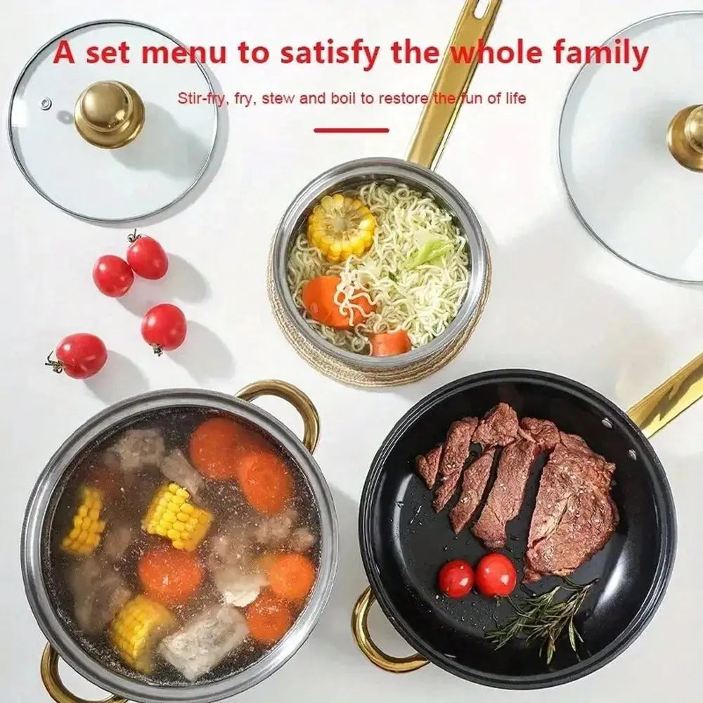 XMSJ Nonstick Cookware Set Pots And Pans With Glass Lids