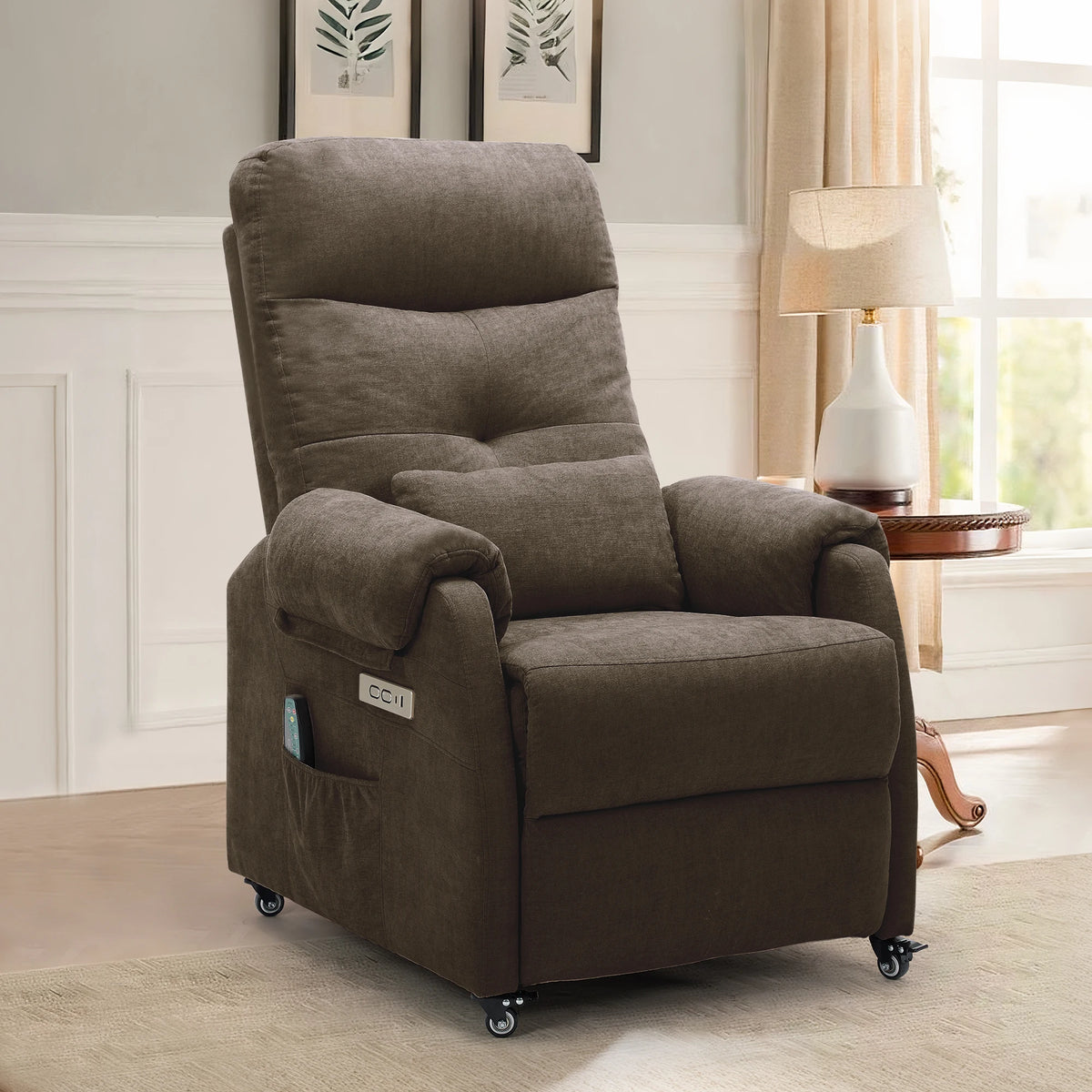 Korser Power Small Recliner Chair for Small Spaces with Wheels and USB Ports for Living Room，Bedroom，Office