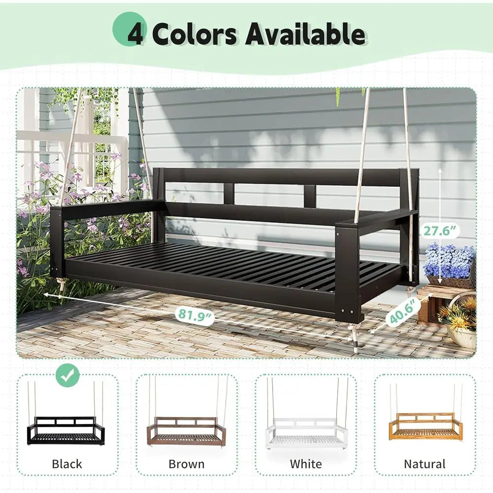 Outdoor Swing Daybed With 4 Hanging Ropes For Patio Garden