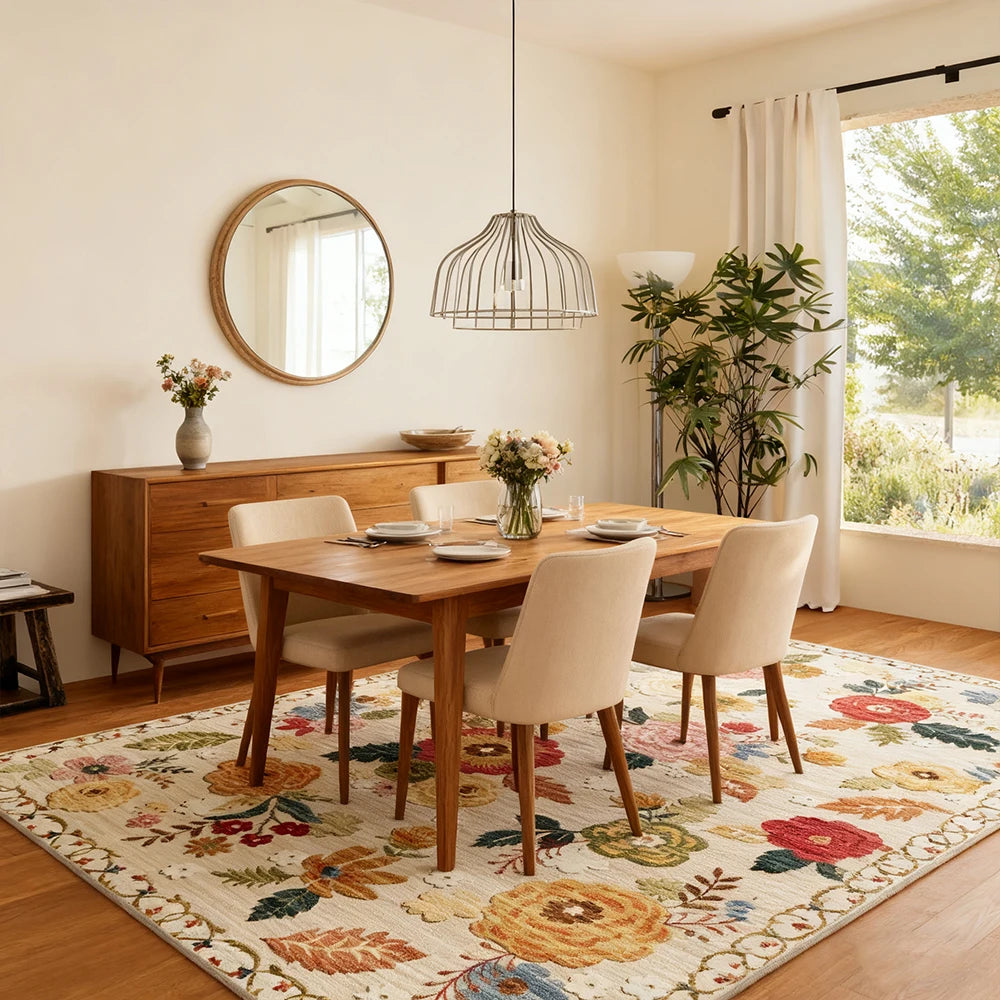 Boho Kilim Area Rug Machine Washable Non Shedding Low Pile Living Room