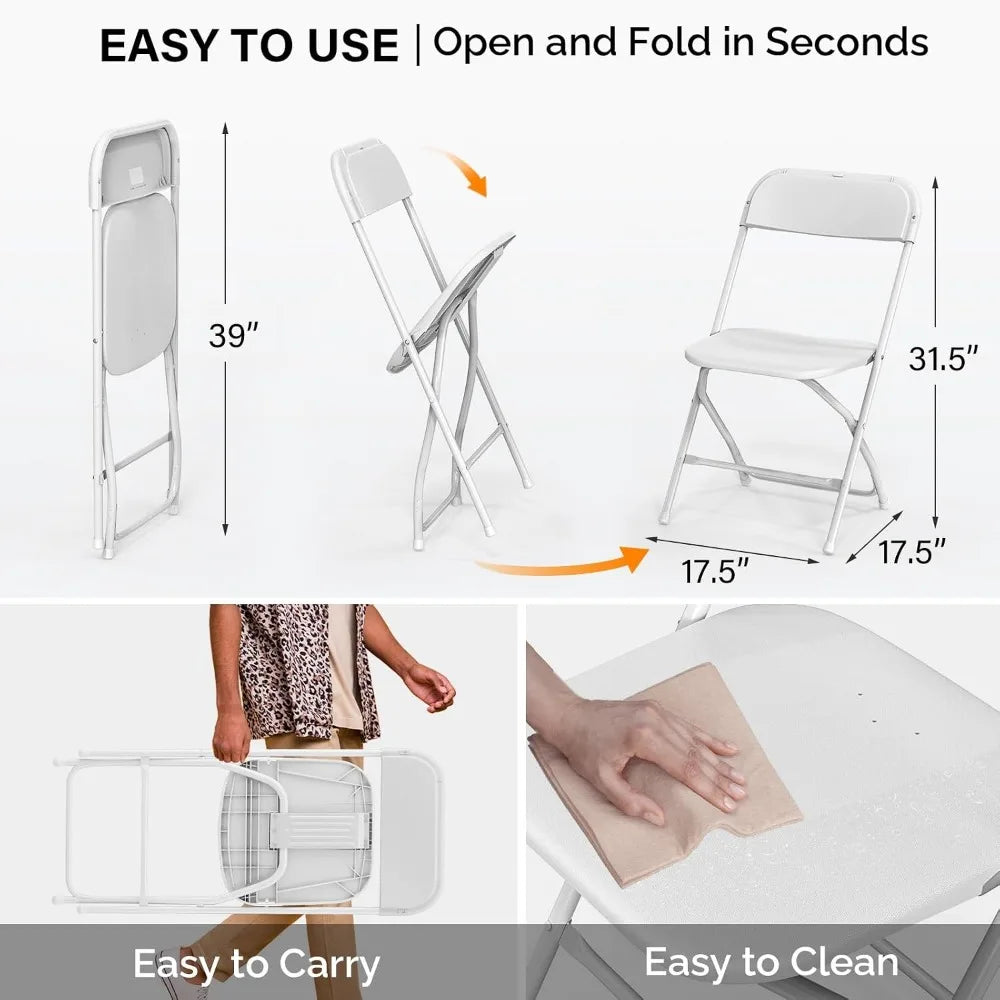 10 Pack Folding Chairs Portable Stackable For Events Office Weddings