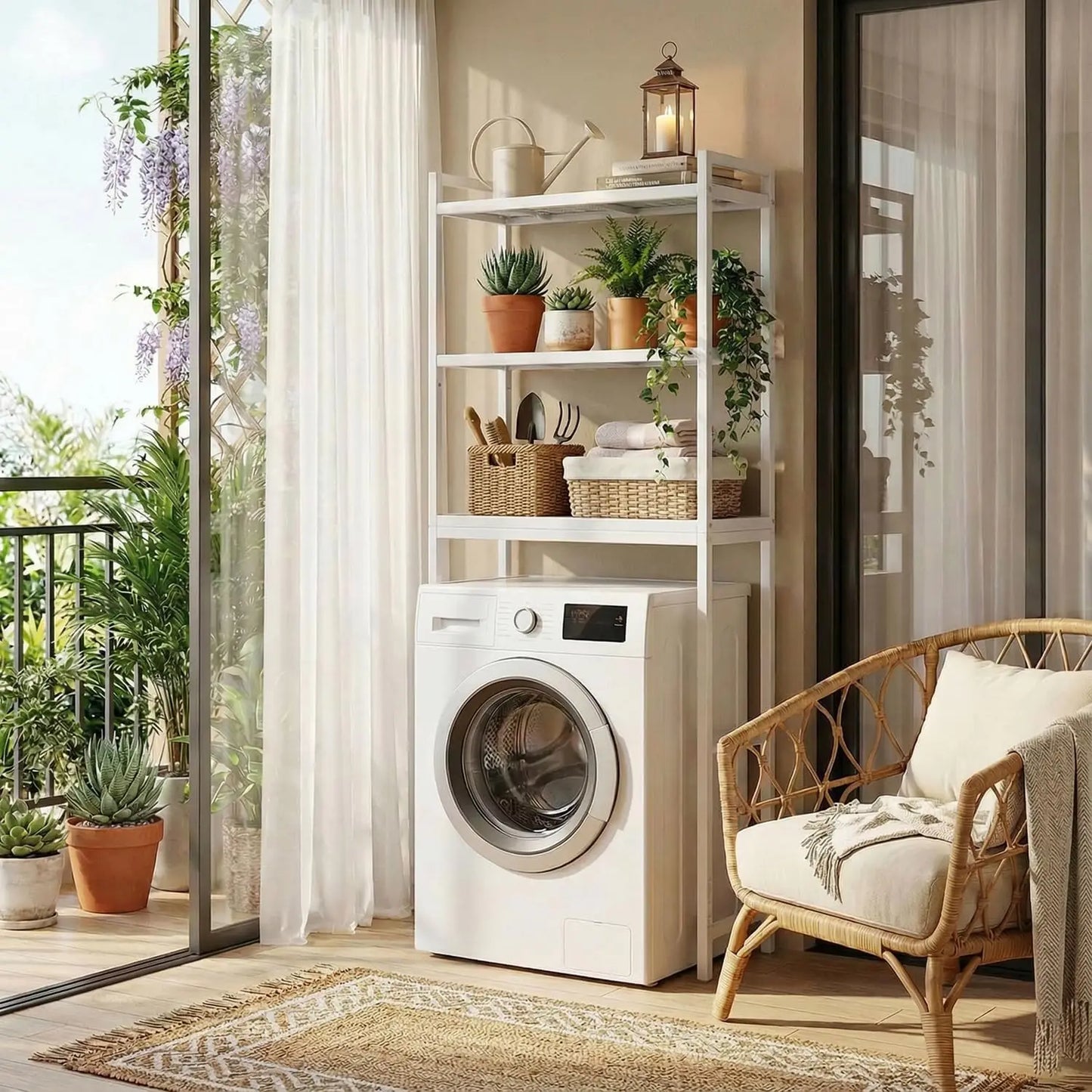 XMSJ 3 Tier Bamboo Over Toilet Cabinet With Adjustable Shelves