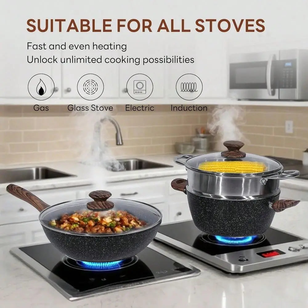17 Piece Pots And Pans Set With StayCool Handles Induction