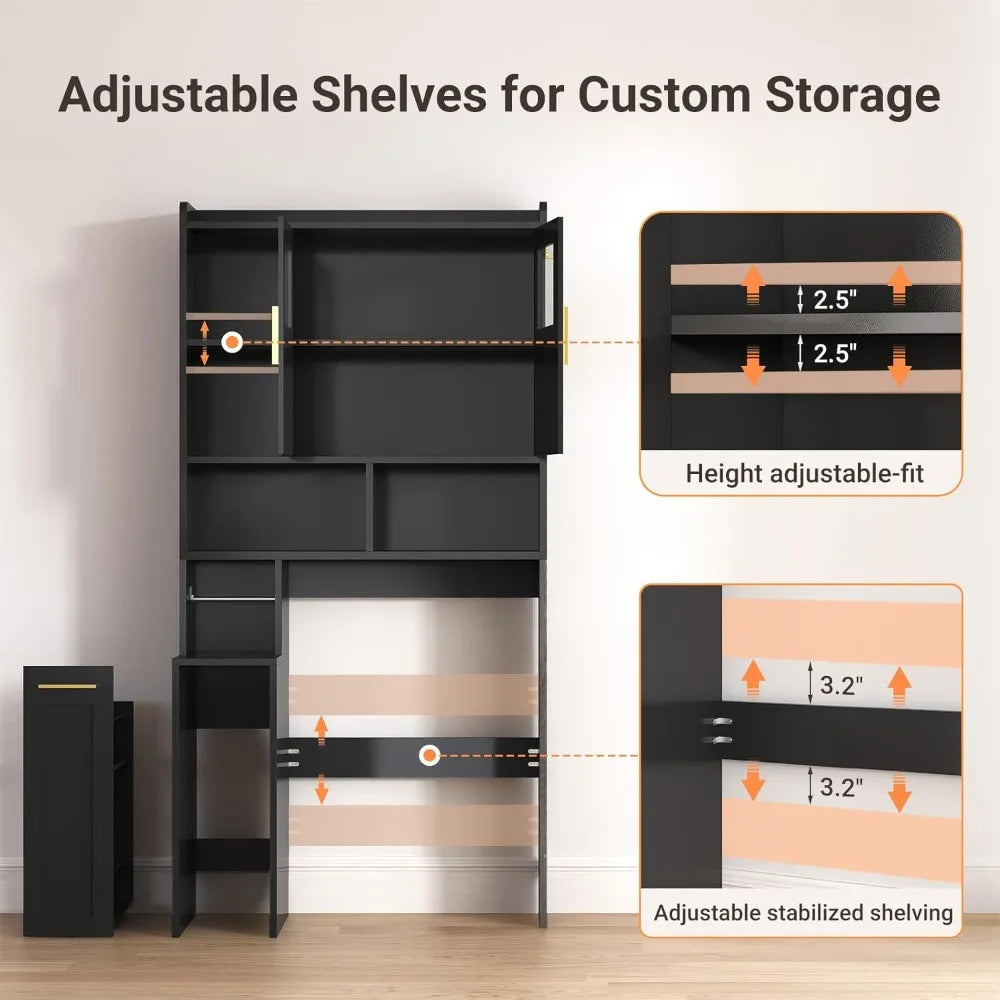 Over Toilet Storage Cabinet With Pulley And Glass Doors