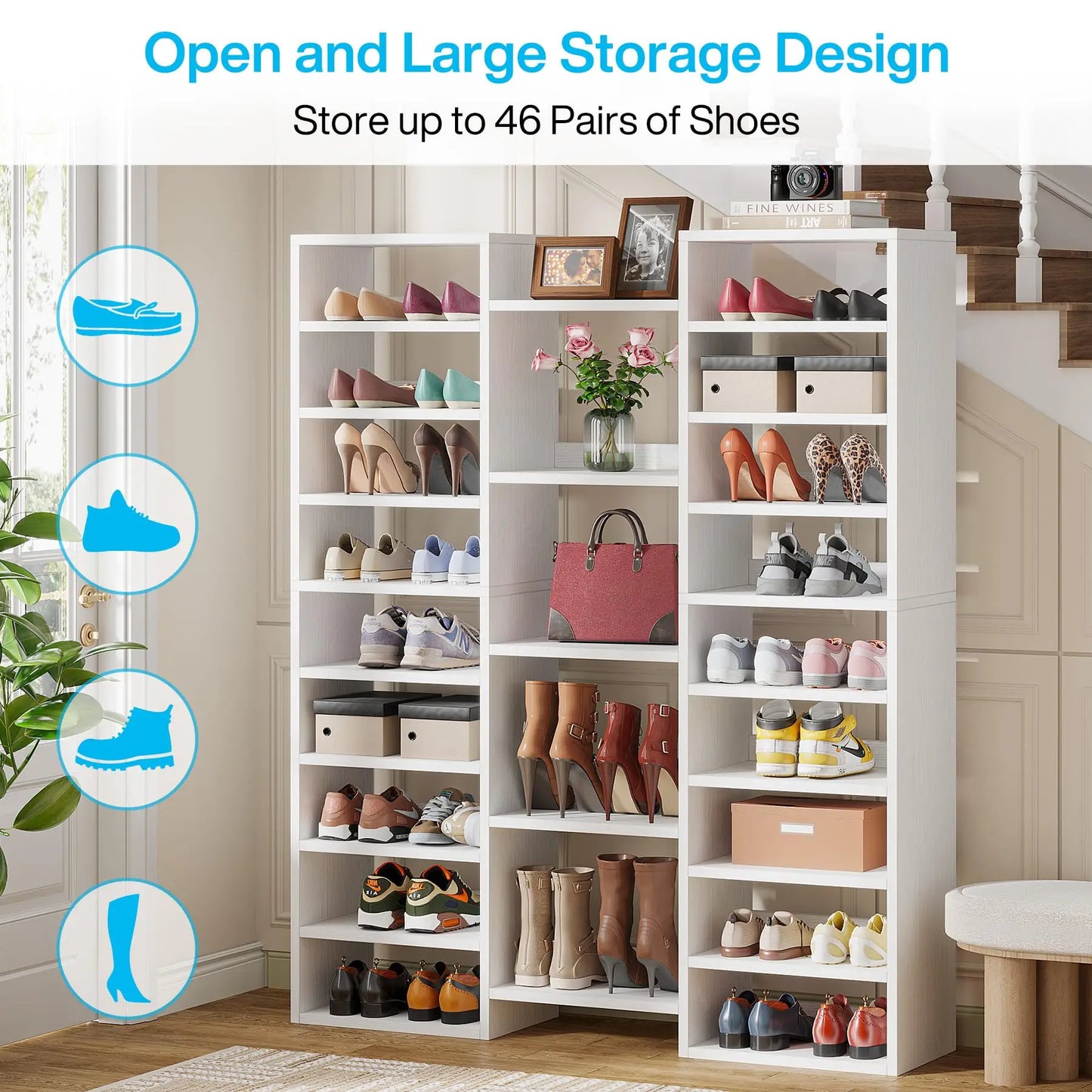 Tribesigns 14-Tier Freestanding Shoe Rack Storage Cabinet