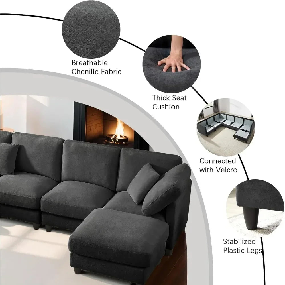 Guangbai Cloud Sofa Modular Sectional With Movable Ottoman