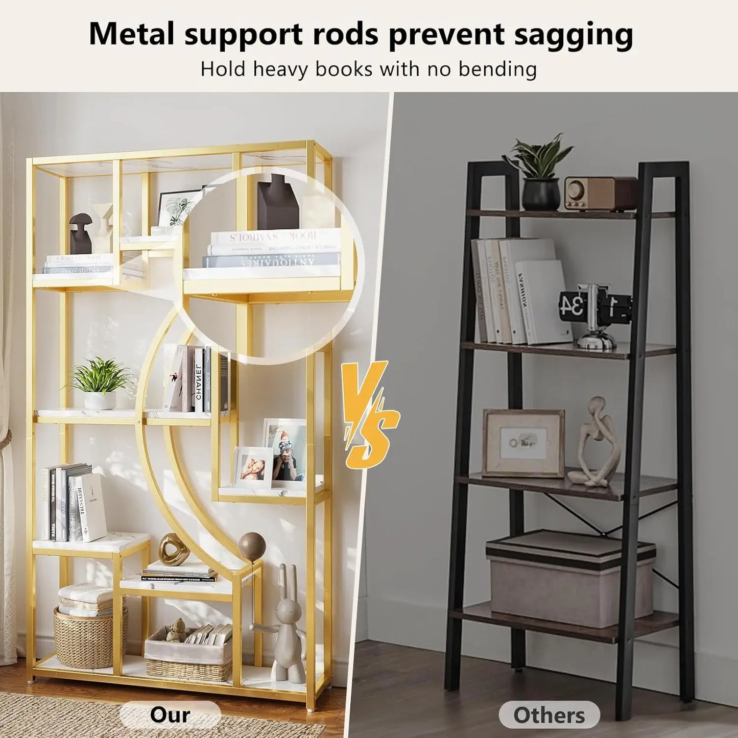 Geometric Bookshelf Metal Frame Etagere Display Shelf