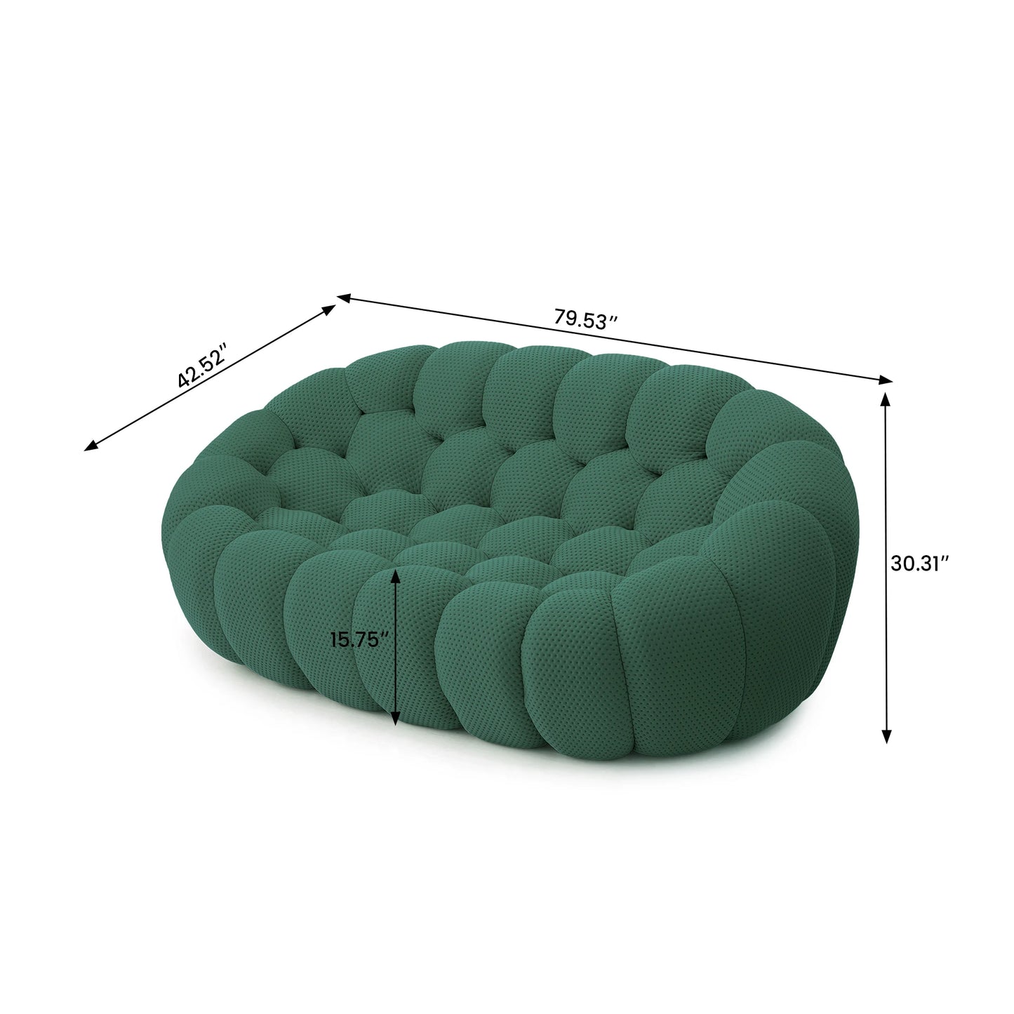 Sdorens Modern Curved Boneless 3D Knitted Fabric Loveseat Sofa