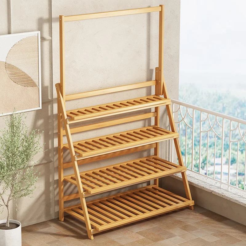 Modern Bamboo Wood Organizer Shelf for Hallway and Living Room