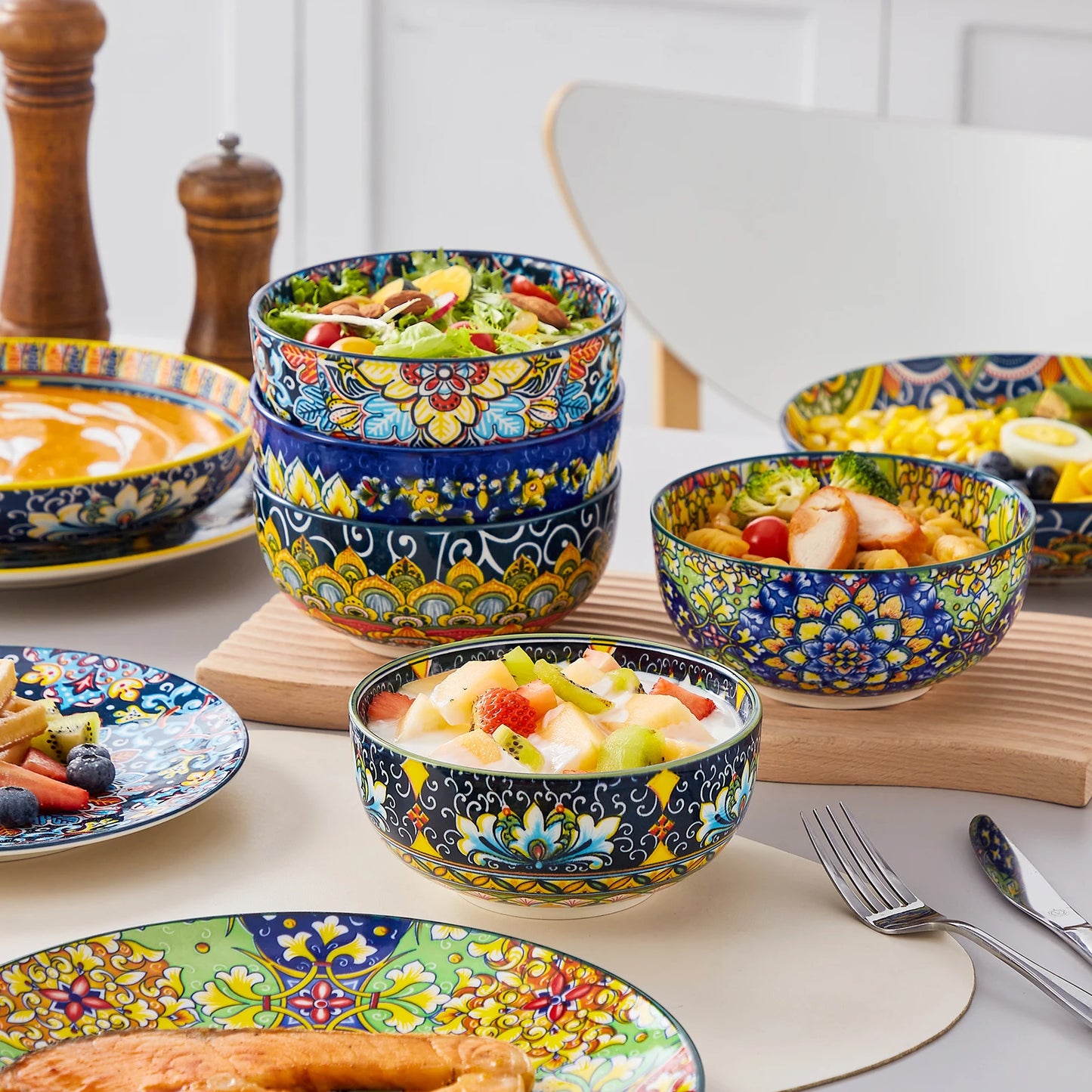 Malacasa 24 Piece Bohemian Style Dinnerware Set Porcelain Ceramic