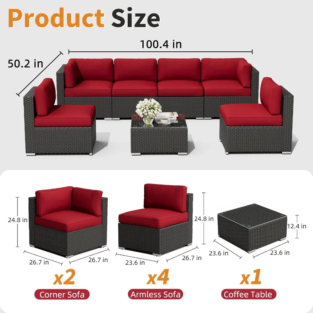 Outdoor Patio Sofa Set Rattan Wicker With Glass Top Table