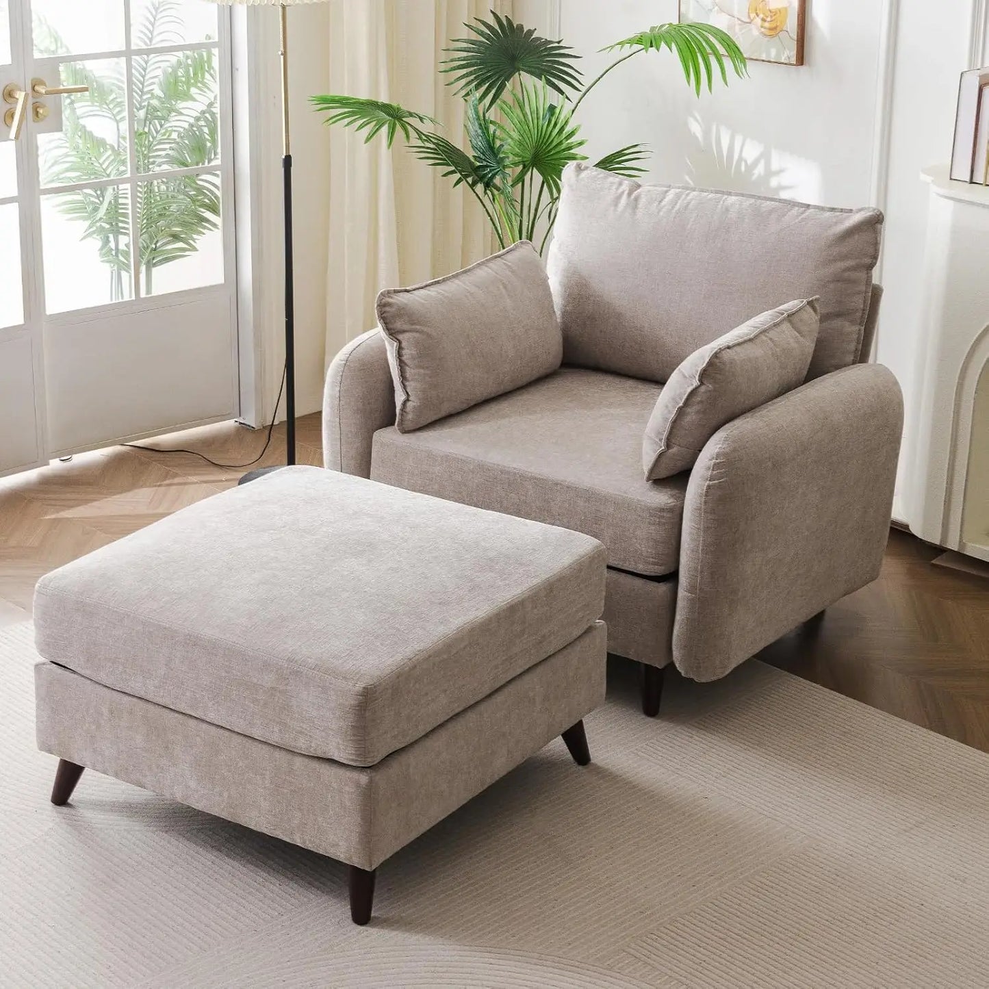 MOYU Accent Chair With Ottoman Storage Living Room