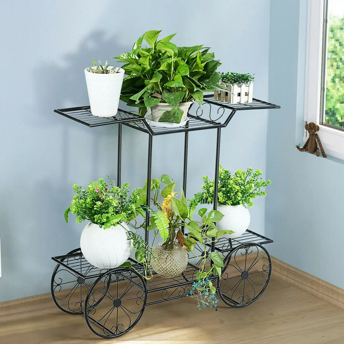 BINGOPAW 6 Tier Metal Plant Stand Indoor Outdoor Wrought Iron Display