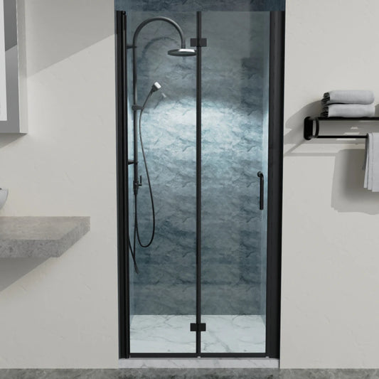 Bi-Fold Semi-Frameless Shower Door Matte Finish With Clear Glass