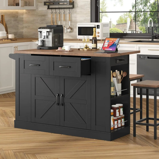 Mobile Kitchen Island Cart With Drop Leaf And Drawers