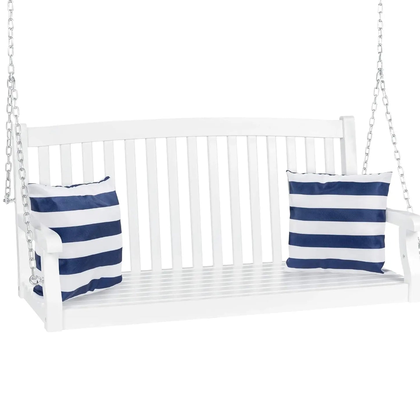 Acacia Wood Curved Porch Swing with Chains for Outdoor Patio