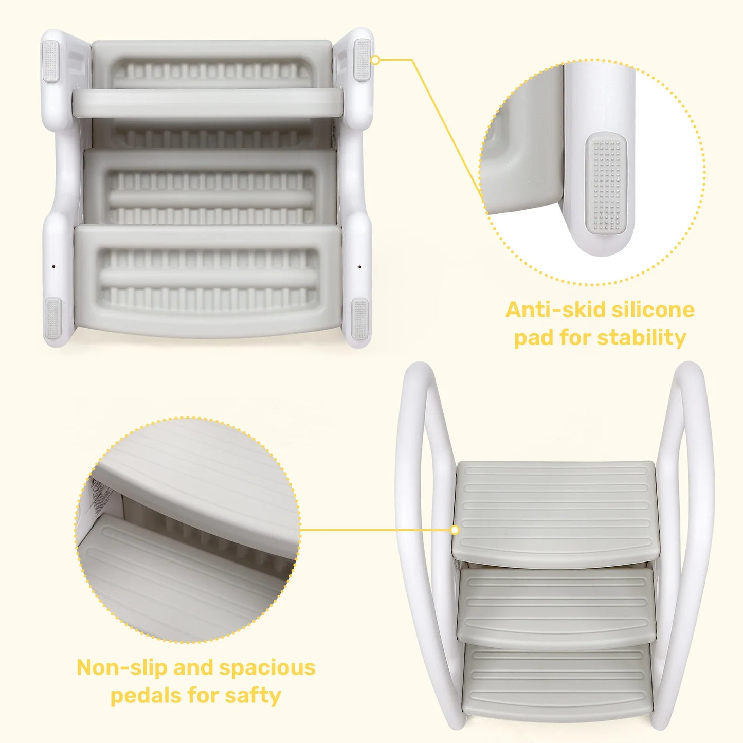 Toddler Step Stool With Handles Plastic 3 Step Bathroom Kitchen