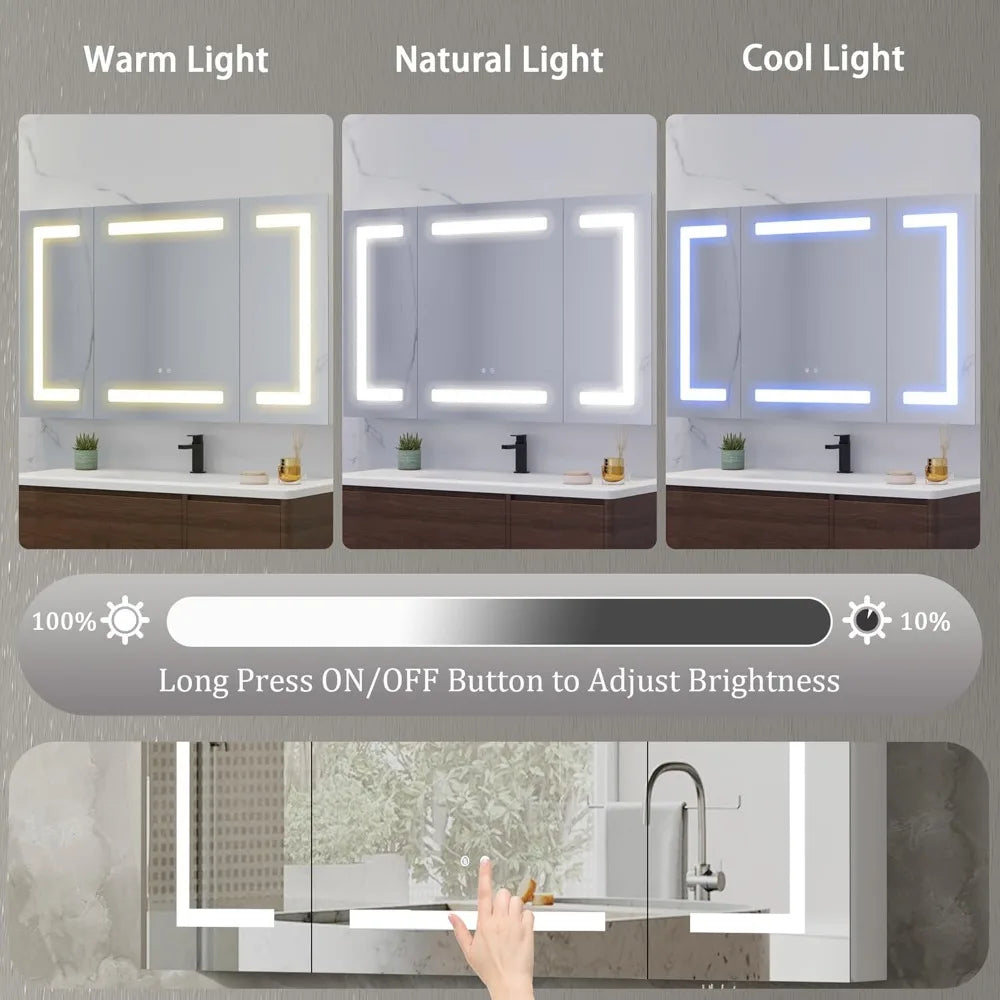 LuxeMerge LED Mirror Medicine Cabinet For Bathroom