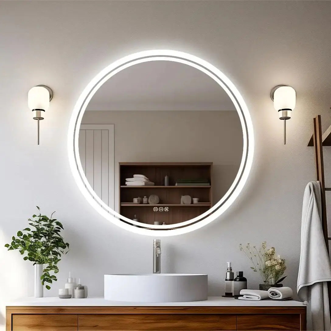 Round LED Bathroom Vanity Mirror Anti Fog With Bright Lights