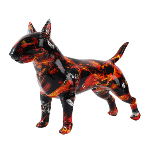 Flyuechun Resin Bull Terrier Figurine Desktop Home Office Decoration