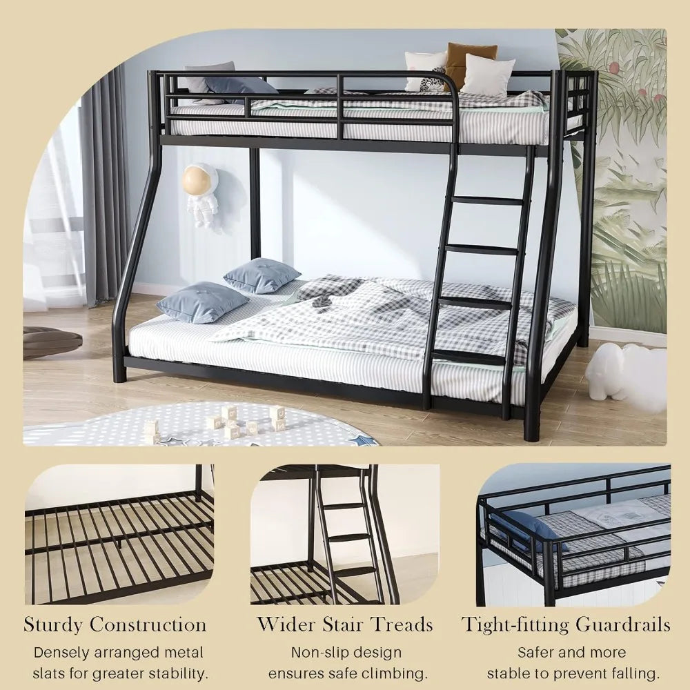 Xiaolang Metal Bunk Bed With Guardrails And Ladder Heavy Duty