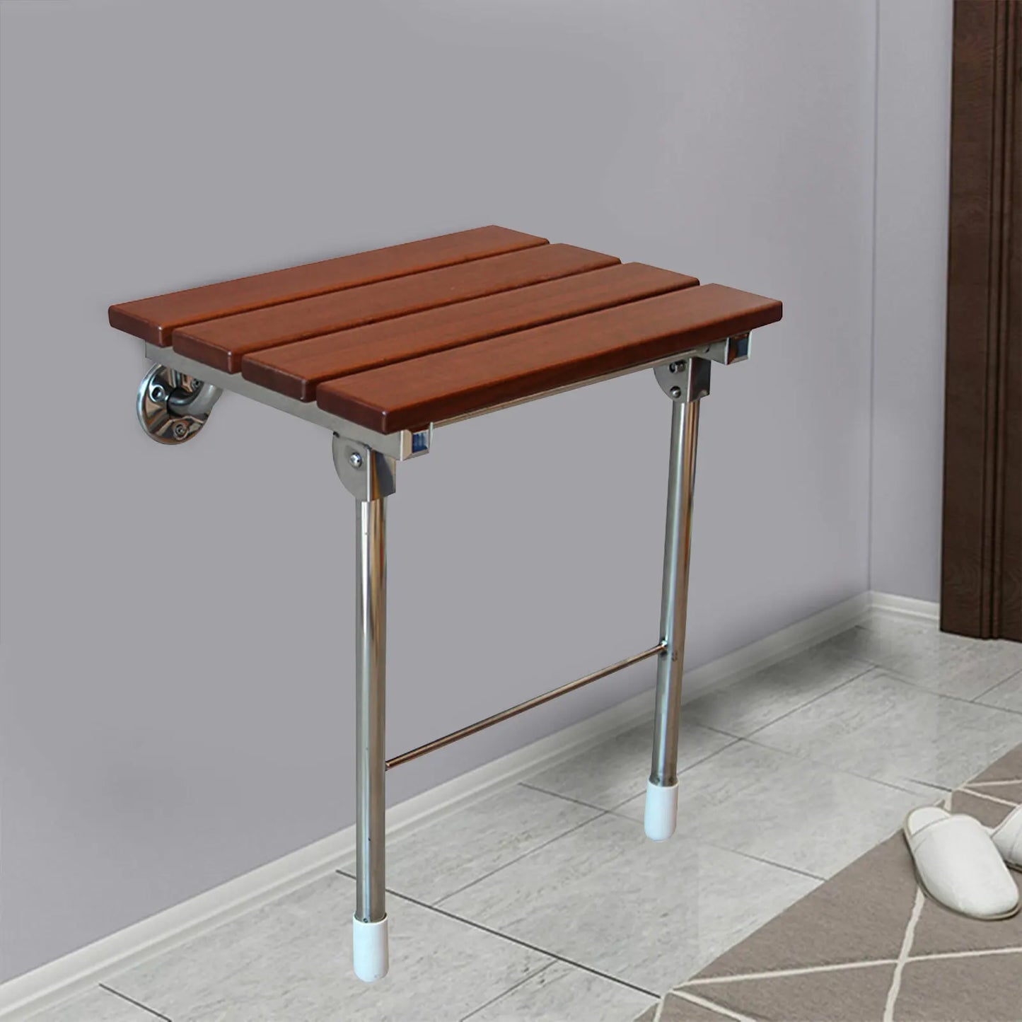 Fold Down Shower Seat Wall Mounted Solid Wood Bench