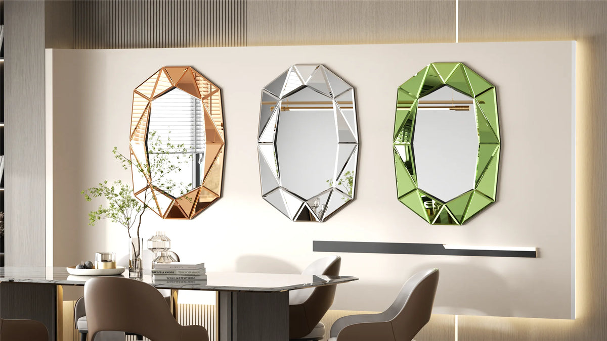Wisfor Irregular Beveled Diamond Edge Glass Wall Mirror