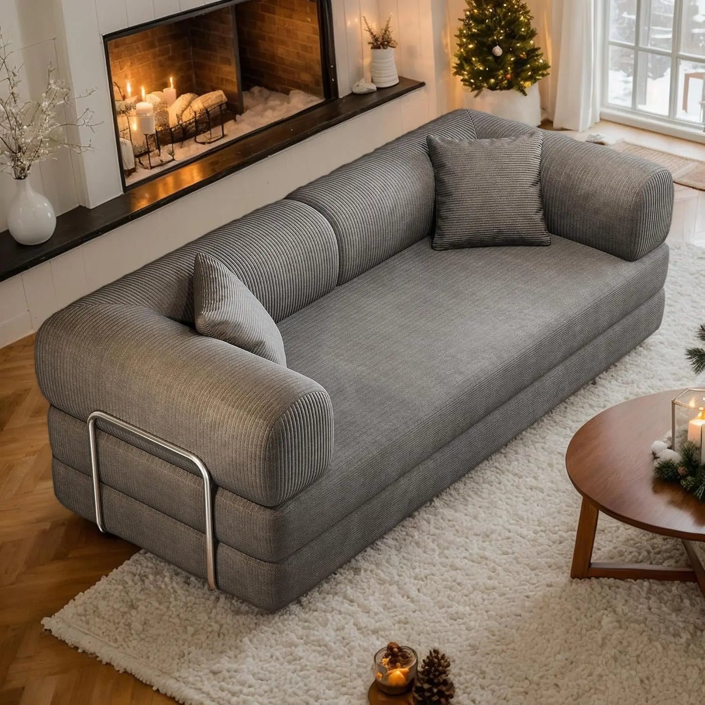 4 In 1 Corduroy Convertible Sleeper Sofa Bed Futon Loveseat