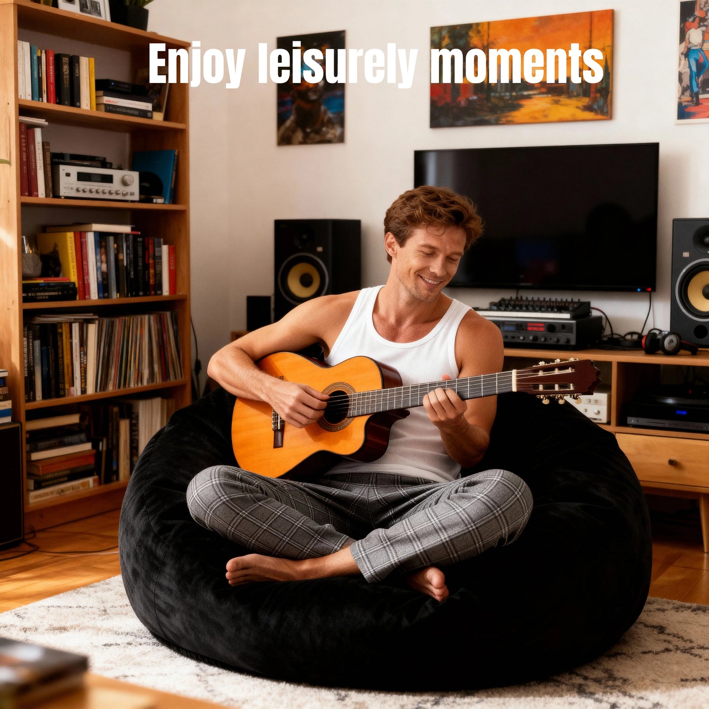 Memory Foam Bean Bag Chair With Soft Microfiber Cover