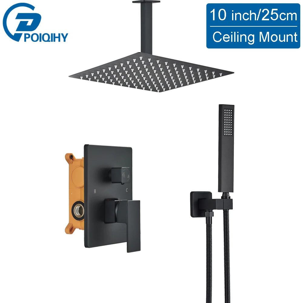 Poiqihy Wall Mounted Rainfall Shower Faucet Set With Single Handle