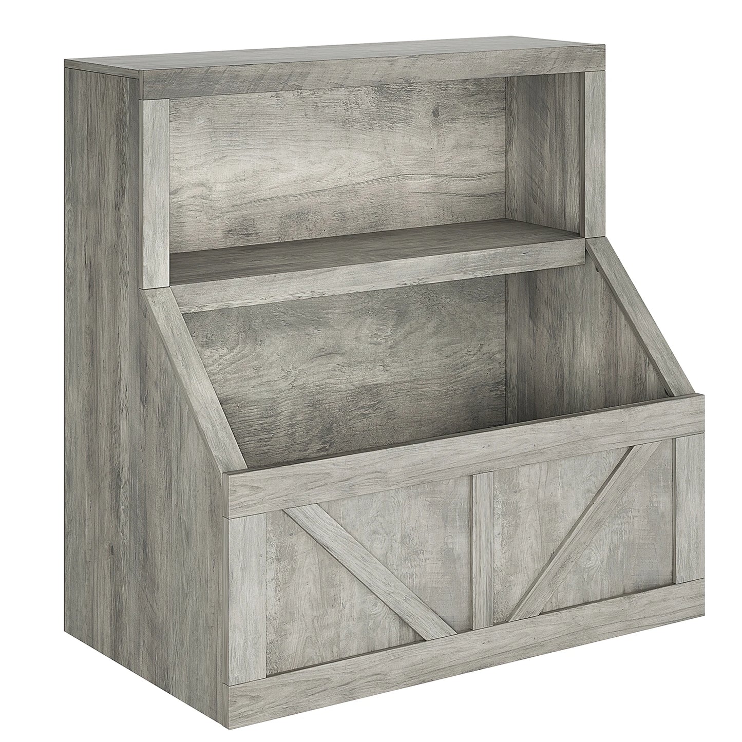 Wooden Kids Bookshelf and Toy Organizer With Cubby Storage