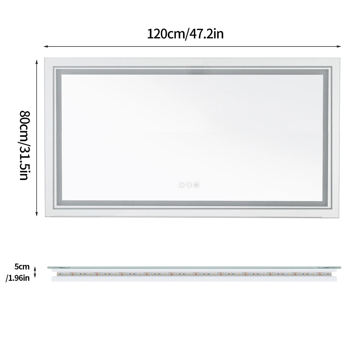 Illuminated LED Bathroom Vanity Mirror With Touch Control
